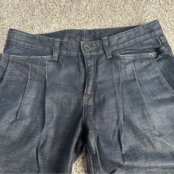 🎆 Theory pleated straight leg jeans 26 28 mid rise trouser blue designer dressy - Picture 5 of 12